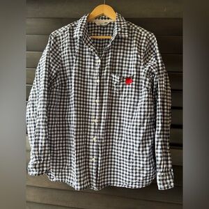 Old Navy Women’s Navy White Buffalo Check Long Sleeve Button Down XL 100% Cotton